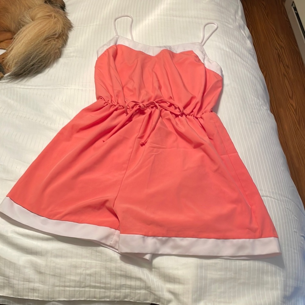 White and Coral romper